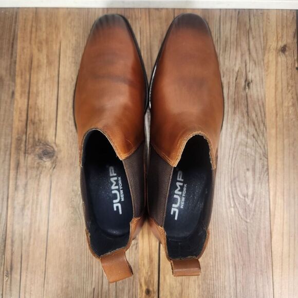 Jump New York Marcelo Chelsea Boots Mens Size 7 M Tan Leather Ankle Dress Preppy - Picture 8 of 12